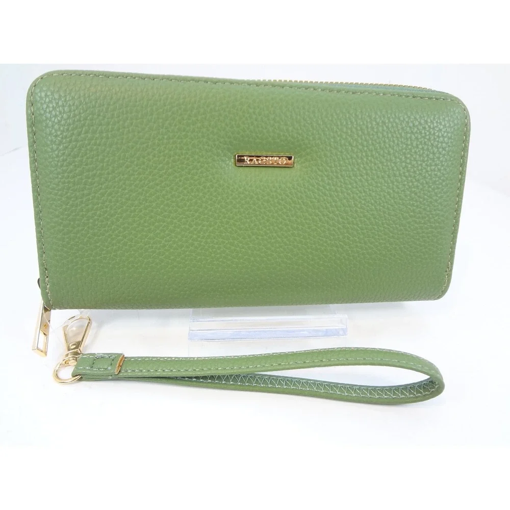 Ragsto Satchel Handbag Wallet Set Large Green New Pebbled Faux‎ Leather Padlock